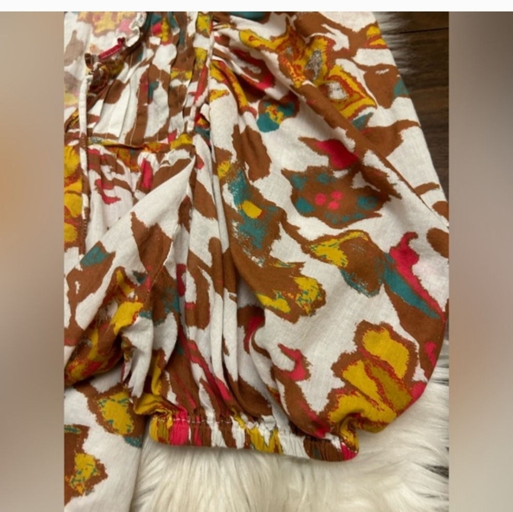 Cleobella Multicolor Floral Puff-Sleeve Peasant Blouse - Picture 7 of 10
